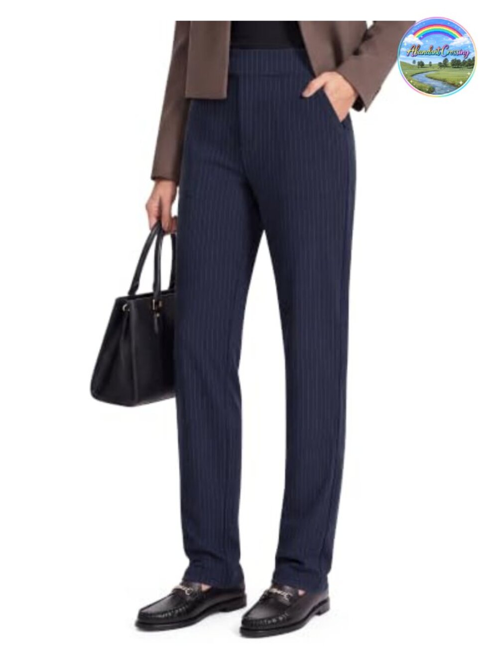 G4Free ShiftReady Womens Pants Pinstripe Straight Leg Work Casual